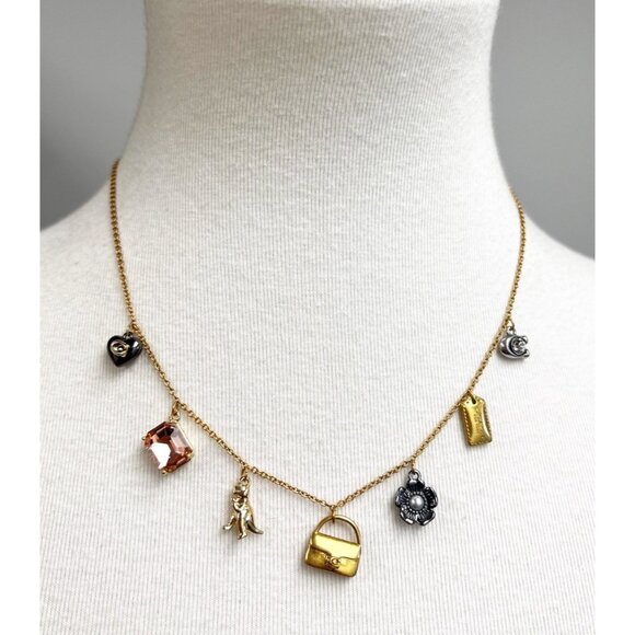 Coach Jewelry - Coach Beautiful Gold Tone Signature Tabby Multi Charm Pendant Necklace NWT